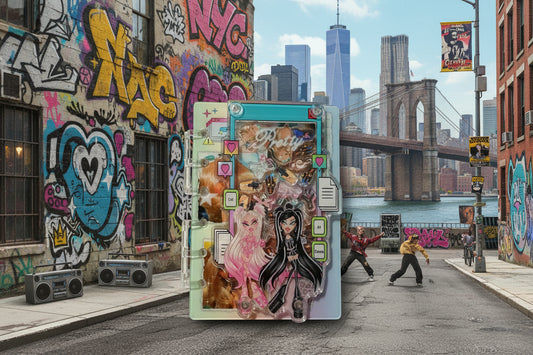 KEEP NOTEBOOK THE SAME CHANGE BACKROUND TO HIP HOP NEW YORK SCENE